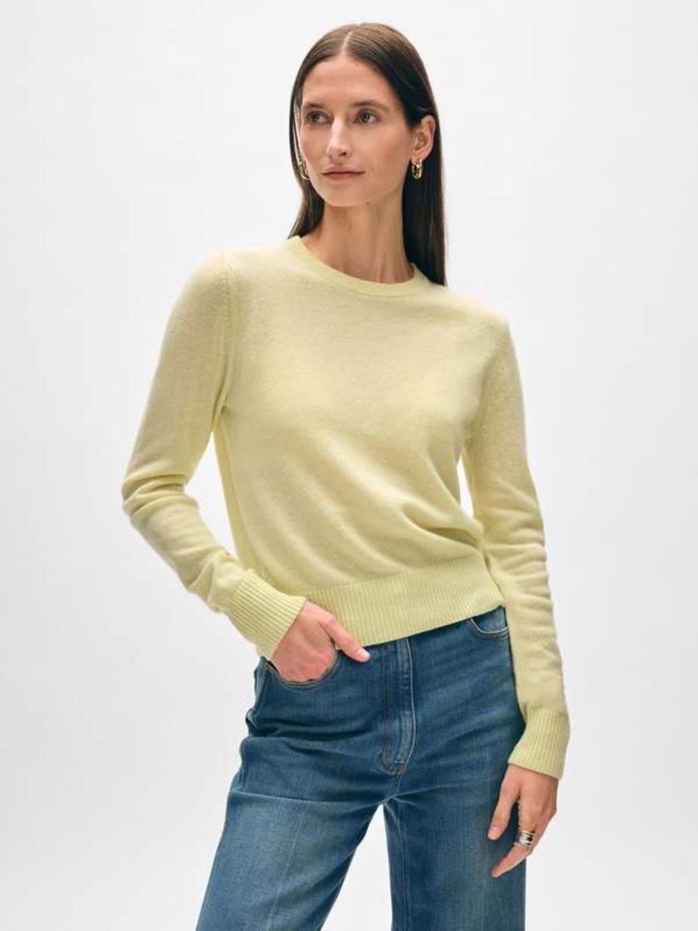 White + Warren 100% Cashmere Crewneck Sweater Chartreuse Lime Green XS